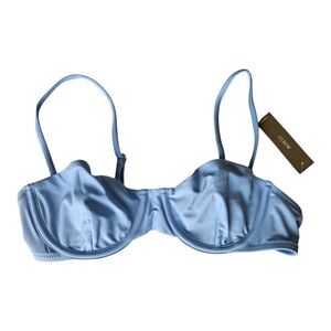 J. CREW Sophie Women's 36A Balconette Underwire Bikini Top Light Blue Lined NEW